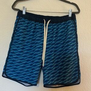 Fair Harbor Men's Blue Wave Pattern Swim Trunks